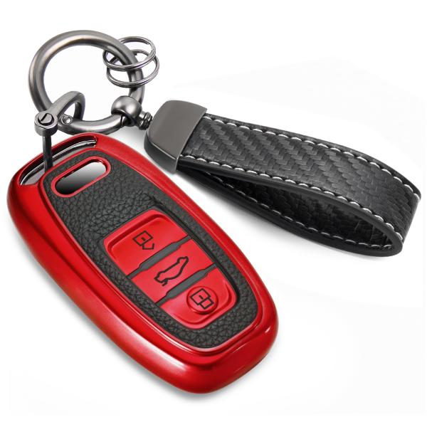 【並行輸入品】CTRINEWS アウディキーフォブカバー カーボンファイバースタイルベルトキーチェー...