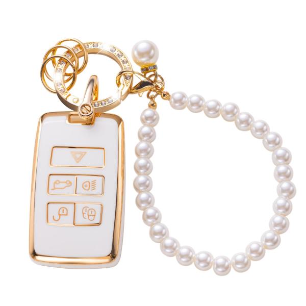 【並行輸入品】CARFRULTER ランドローバー キーフォブカバー パールカーキーチェーン付き キ...