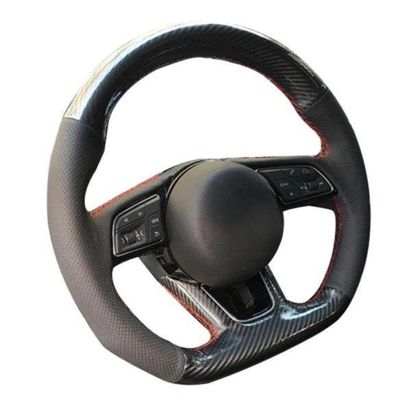 【並行輸入品】ARKNAV 手縫い車のステアリングホイールカバーカーボンブラック、アウディA3(8V...