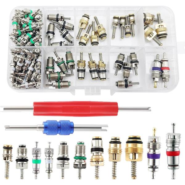 【並行輸入品】エアコンバルブアクセサリーキット、R12 R134a 自動車用エアコン冷凍タイヤバルブ...