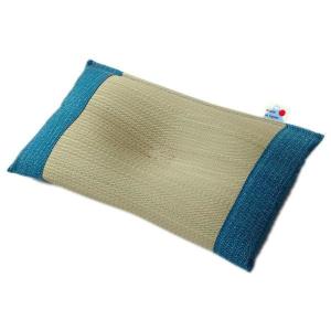 い草枕 ピロー 国産 『さわやか 平枕』 ブルー 約30×20cm 3625279の商品画像