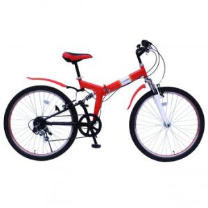 FIELD CHAMP 折りたたみ自転車 Wサスペンション FD-MTB266SE レッド MG