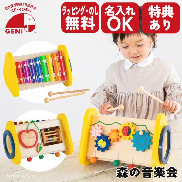 GENI ジェニ 森の音楽会 楽器玩具 木製 知育玩具 2歳から エドインター 有料名入れプレート対...