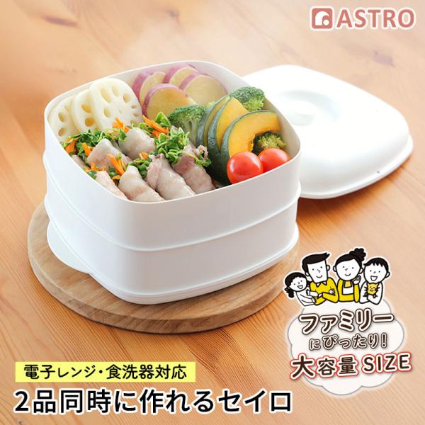 日本製 蒸し器 ファミリーサイズ 2段 せいろ 電子レンジ調理器 抗菌 食洗機対応 スチーム加熱 蒸...