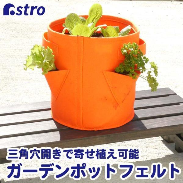 ガーデンポットフェルト オレンジ 持ち手つき ギャザリング 寄せ植え 花 いちご ハーブ 家庭菜園 ...