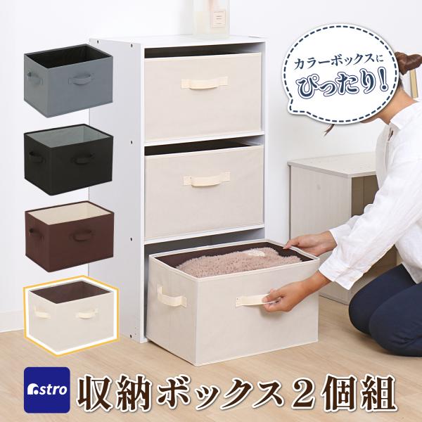 アストロ公式 製品保証付き 収納ボックス 2個セット 不織布製 カラーボックスにぴったり ベージュ×...