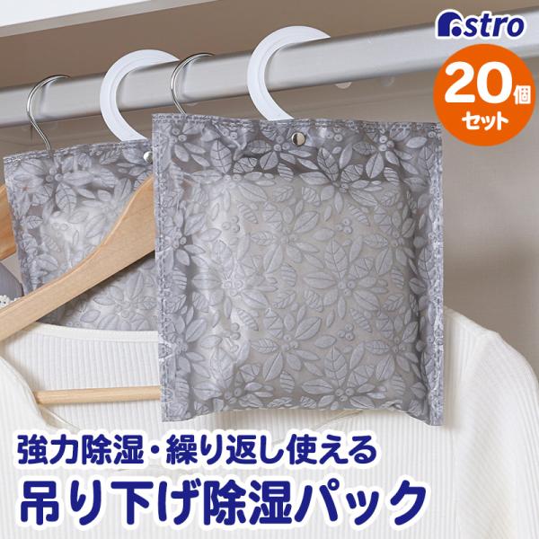 吊り下げ除湿剤 20個組 送料無料 グレー 除湿パック 湿気取り 防カビ クローゼット 収納 衣替え...