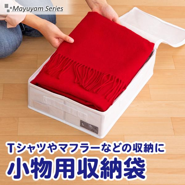 収納袋 小物用 シンプル ホワイト 底板付 防塵 厚紙入り 不織布 組み合わせ マフラー 手袋 冬物...