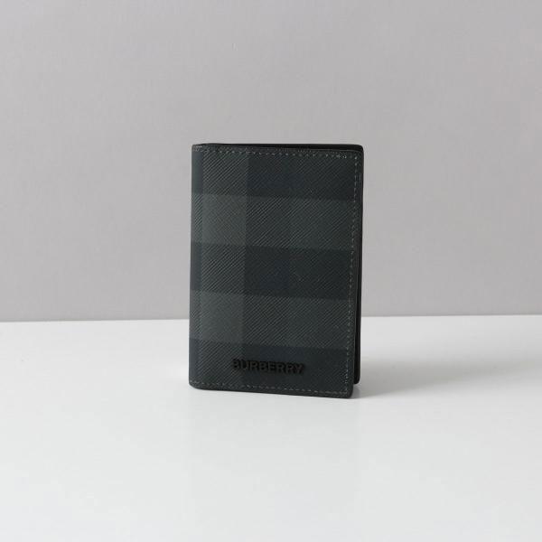 並行輸入 バーバリー BURBERRY カードケース ダークグレー フラップ チェック 名刺入れ ビ...