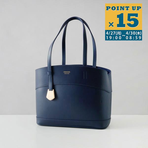 並行輸入 フェラガモ FERRAGAMO トートバッグ ネイビー MIDNIGHT/MIDNIGHT...
