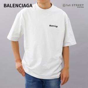 バレンシアガ BALENCIAGA Tシャツ ティーシャツ アパレル シンプル ロゴ おしゃれ 612966 DIRTY WHITE BLACK TOVO9 9081 メンズ｜