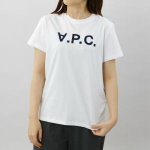 アーペーセー A.P.C. レディースTシャツ ホワイト/ネイビーロゴ IAK DARK NAVY F26588 COBQX｜1ststreet