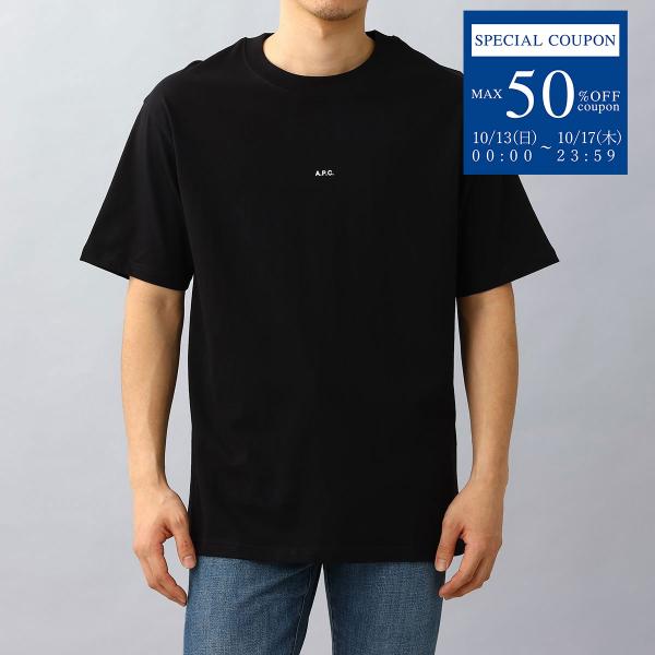 アーペーセー A.P.C. メンズTシャツ Tシャツ コットン ロゴ クルーネック ブラック H26...