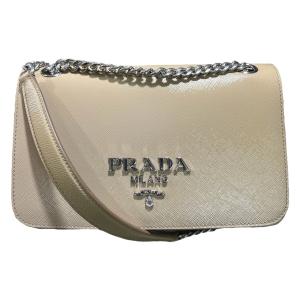 PRADA(プラダ)  Saffiano chain shoulder bag サフィアーノ チェーン ショルダーバッグ 1BD147 ベージュ ロゴ ハンド 斜め掛け｜1ten-brand-used