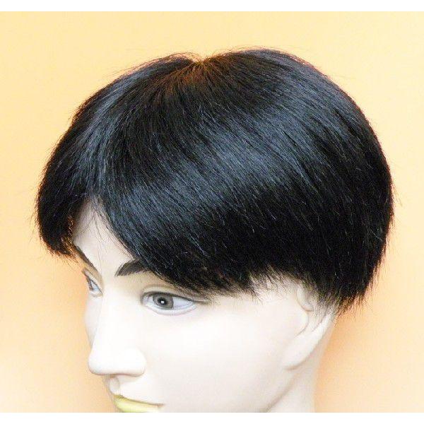 LLサイズセンターパート、カット済み人工皮膚付き　部分かつら、毛量：やや多め