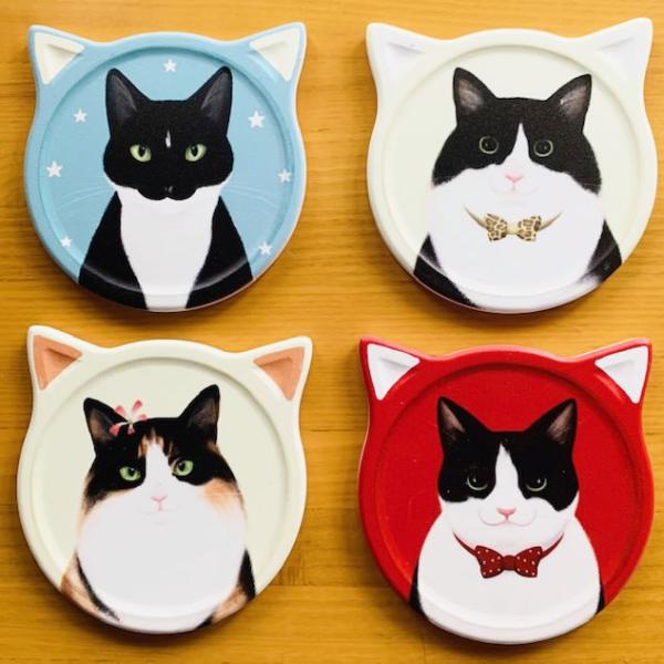 コースター A ねこ ネコ 猫柄 おしゃれ かわいい 4枚セット にゃんこ インテリア 雑貨 アニマ...