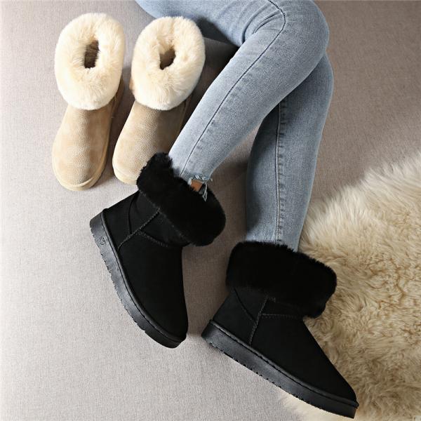 ふかふか ショートブーツ 内ボア レディース ムートンブーツ 厚手 もこもこ 冬靴 裏起毛ムートンブ...