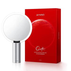 AMIRO Oath 女優ミラー 5倍拡大鏡 日光鏡 8インチ USB充電式 LEDライトミラー 自動点灯/消灯 人感センサー搭載 ホワイト アミロ｜MOMIZI