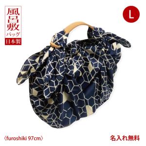 風呂敷 バッグ ハンド 持ち手 大判 簡単 数秒ジョイント エコバッグ おしゃれ 風呂敷バッグ ふろしきハンドル レザー 革製 KONOMI ハニカム 紺色
