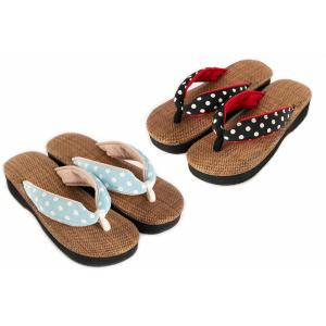 雪駄 レディース 日本製 女性 大和工房 サンダル 和装小物 国産 おしゃれ かっこいい 職人 手作り 履物 草履 下駄 水玉柄ちりめん 平花緒 全2色 R428