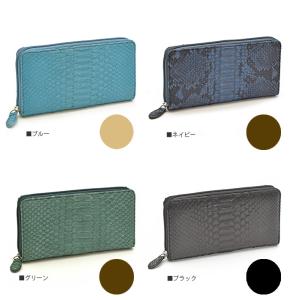 パイソン ラウンドファスナー長財布 財布 本革...の詳細画像3