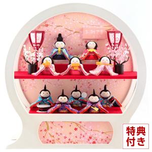 雛人形 ケース飾り 月ぽてり 十人飾り R型 白に紫ボカシ アクリル