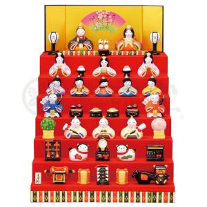 雛人形 コンパクト 陶器 小さい 可愛い ひな人形/ 錦彩花かざり雛(七