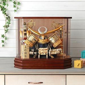 【100周年記念祭】五月人形 兜 コンパクト おしゃれ 上杉謙信 ケース飾り 兜飾り 宝童作 金上杉兜 12号 六角アクリルケース 端午の節句 h085-mm-ck2601-12