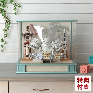 【全品P10%】100周年SALE 五月人形 兜ケース飾り 兜飾り 宝童監修 中鍬兜 12号 銀松 アクリルケース h065-mm-093｜2508-honpo