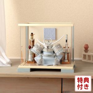 【100周年記念祭】五月人形 コンパクト 上杉謙信 兜ケース飾り 兜飾り 宝童監修 白銀上杉兜 5号 アクリルケース h085-mm-ck2611-5