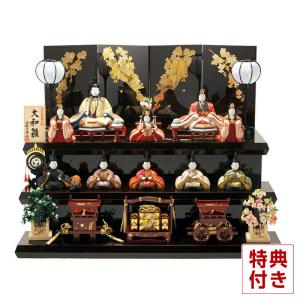 【全品P10%】100周年SALE 雛人形 一秀 ひな人形 雛 木目込人形飾り 三段飾り 十人飾り 木村一秀作 大和雛 25号 コードレス雪洞付 h063-ik-017｜2508-honpo