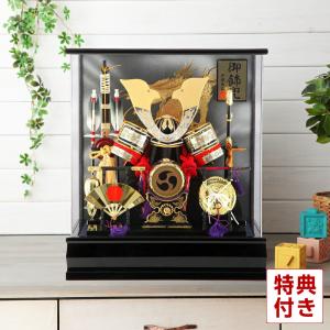 久月 【完売】五月人形 ケース飾り 兜飾り 青黒ぼかし六角アクリル