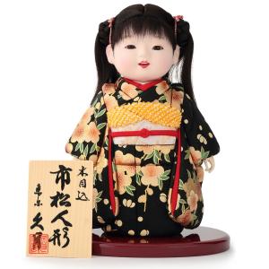 1万円 市松人形 さくら ケース付き 〔雛人形〕 4号市松人形さくらNo.12木製枠ガラスケース扇桜バック飾り : 人形の