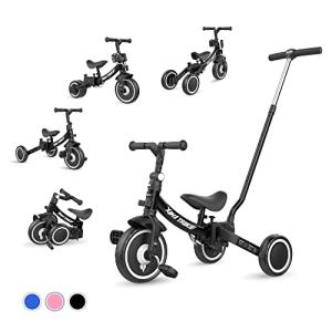 besrey 子供用三輪車 XIN1 三輪車 かじとり ランニングバイク ベビーカー 手押し棒 1歳から5歳まで 折りたたみ 軽量 ハンドル 調整可能