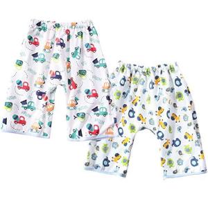 Litchii Guusii おねしょ対策ケット 2枚入 ズボンタイプ おねしょ対策 ズボン 防水 通気 天然綿100% かわいい動物 車 男の子 女