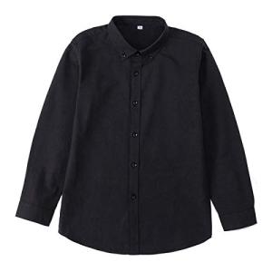 ボーイズ シャツ オックスフォード 長袖シャツ 男の子 キッズ 子供服 無地 黒 白 ワイシャツ フォーマル ボタンシャツ 春夏秋冬 カジュアル 入学