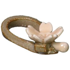 光陽陶器 箸置き 茶 約6×3.5cm 桜箸置き むすび桜 21321