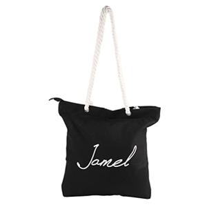 ロープ ハンドル トートバッグ ブラック ファスナー付