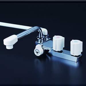 KVK KF13GECN 左側シャワー 190mmパイプ付 デッキ型2ハンドルシャワー