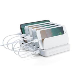 サンワダイレクト 充電ステーション USB充電器 スマホ・タブレット 6ポート 最大9.6A/48W 700-AC020W サンワダイレクト 充電ステーション USB充電器 スマホタブレット 6