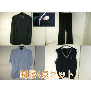 TOMBOW 青森山田高等学校 男子制服4点セット、校章付き 中古 業者クリーニング済み