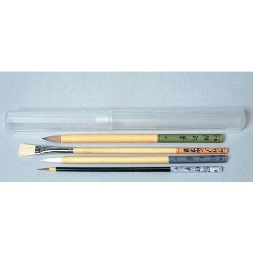日本画用筆セット 5点組 筆筒入り 彩色筆 平筆 面相筆 くまどり筆