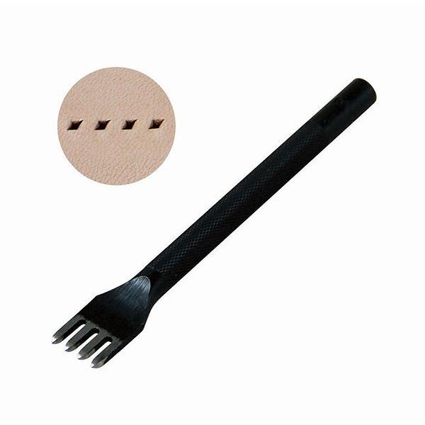 皮革手縫い用具 ヒシ目打ち 4本 ネコポス 6本まで 菱穴 ビッチ4mm レザークラフト 皮革