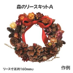 クリスマスリース手作り キット 子供 クリスマスリースキット 森のリースキット A 大量注文可 材料 雑貨 木 装飾 ハンドクラフト リボン ボンド おまけ付