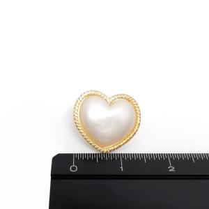 15mm(1個):パール調ハート型飾りボタン2...の詳細画像3