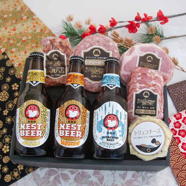 お歳暮 常陸野ネストビール ギフトセット こはく 筑波ハム 木内酒造 地ビール 肩ロース 茨城県 特...