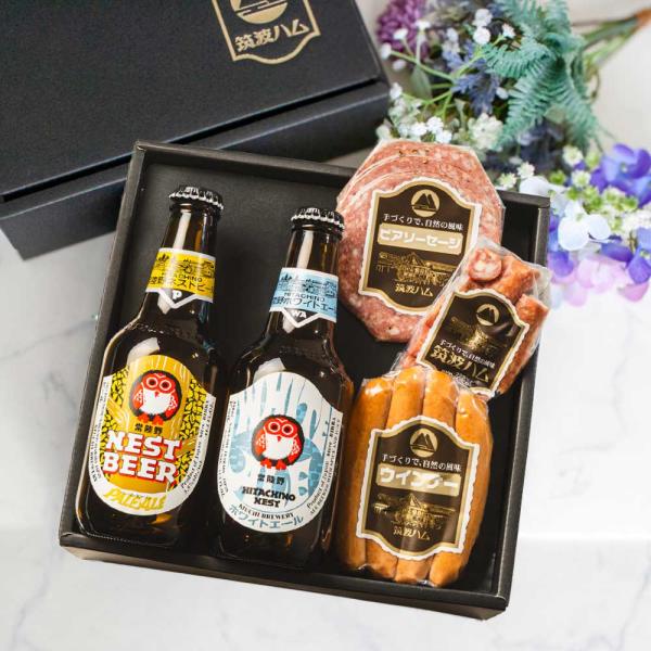 常陸野ネストビールギフトセット すいしょう 筑波ハム 木内酒造 地ビール ソーセージ 茨城県 特産品...