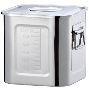 保存容器キャニスター 色21cmサイズキッチン用品 食品保存容器 AG18-8目盛付角キッチンポット (手付)の商品画像