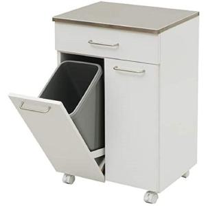 フタ付きゴミ箱 ホワイト 家庭用品 山善 (YAMAZEN) ステンレストップ
