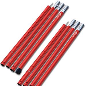 FIELDOOR アルミテントポール 【2本セット/レッド】 4本連結 調節可能